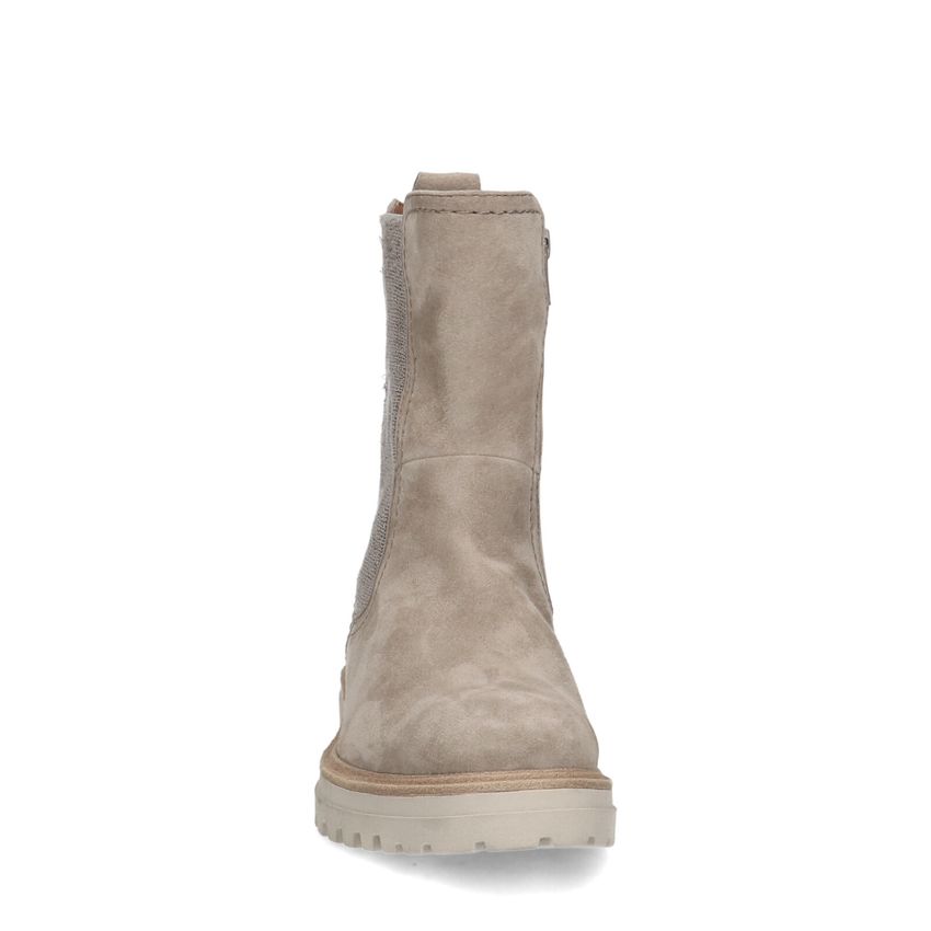 Taupe suède chelsea boots met rits