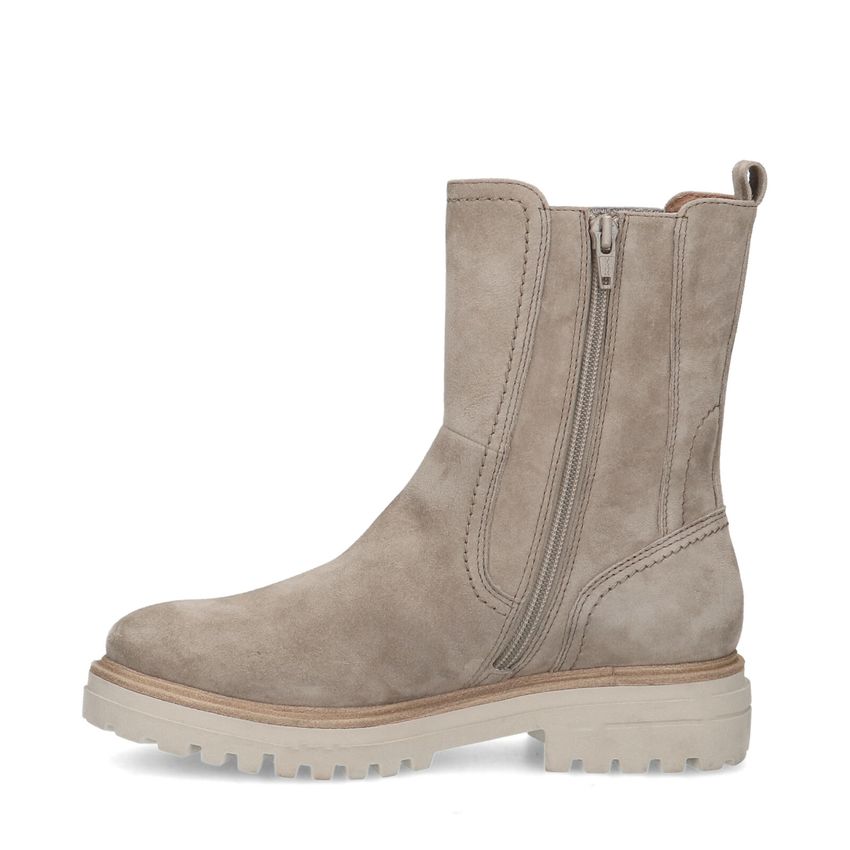 Taupe suède chelsea boots met rits