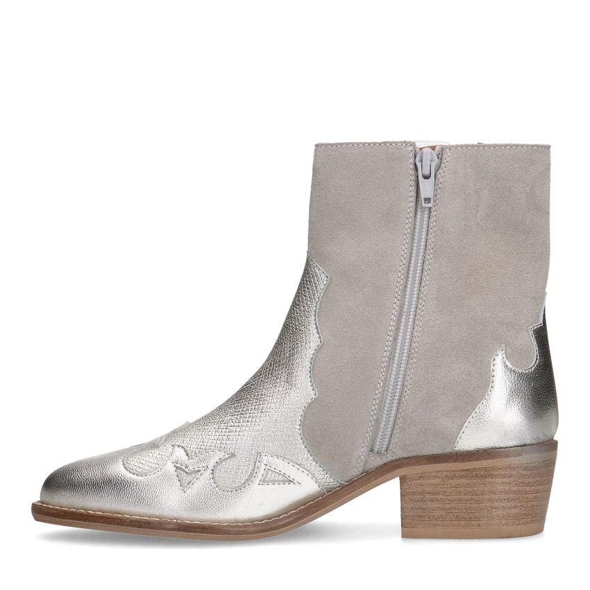 Zilveren suède metallic cowboy laarzen
