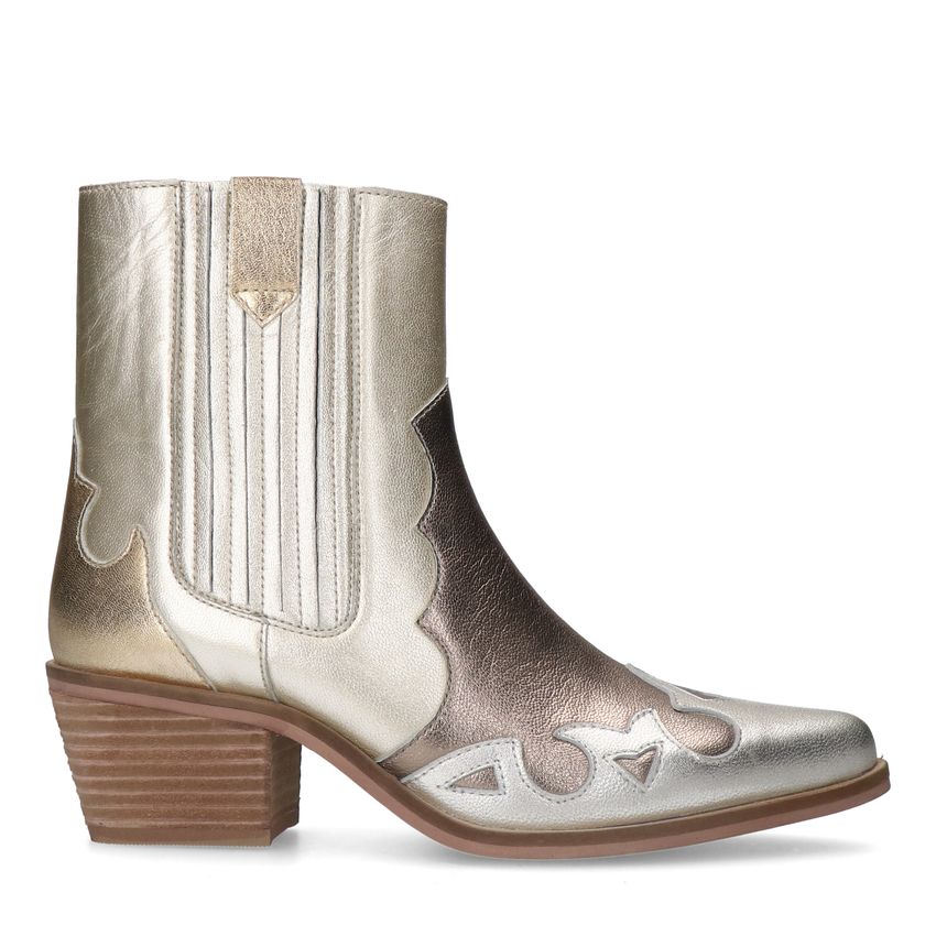 Zilveren metallic leren cowboy laarzen