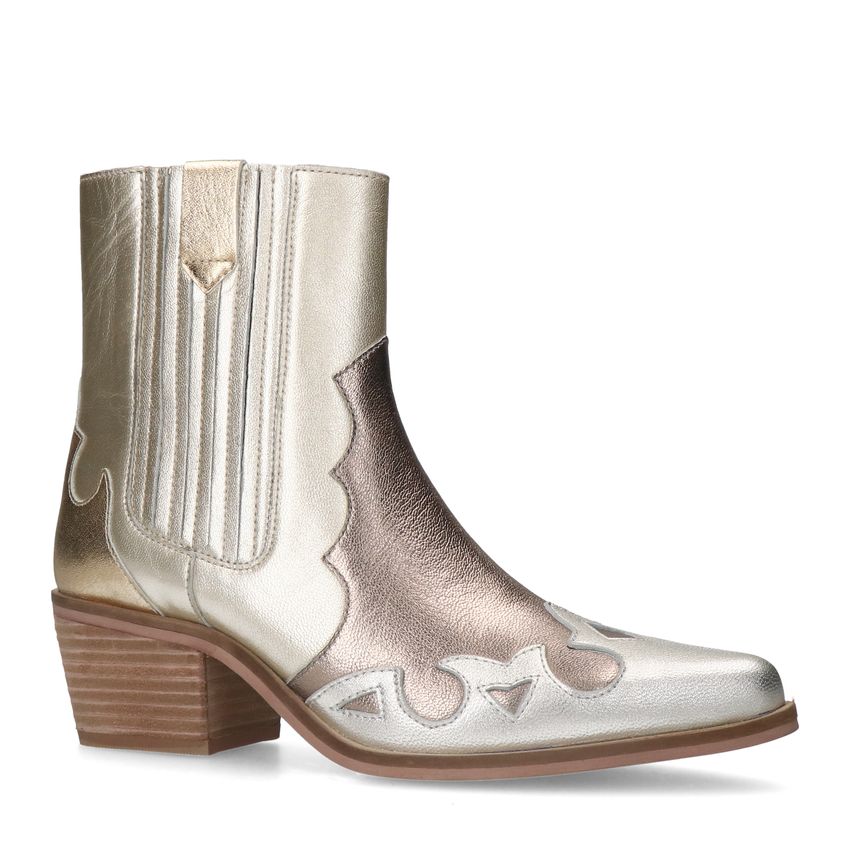 Zilveren metallic leren cowboy laarzen