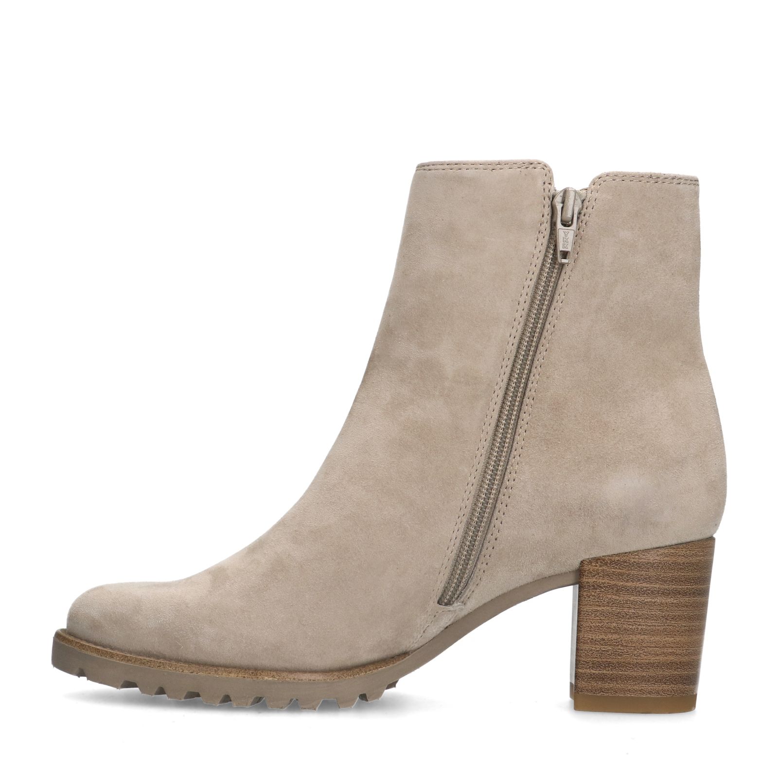 Graue Veloursleder-Stiefeletten mit Ketten-Detail