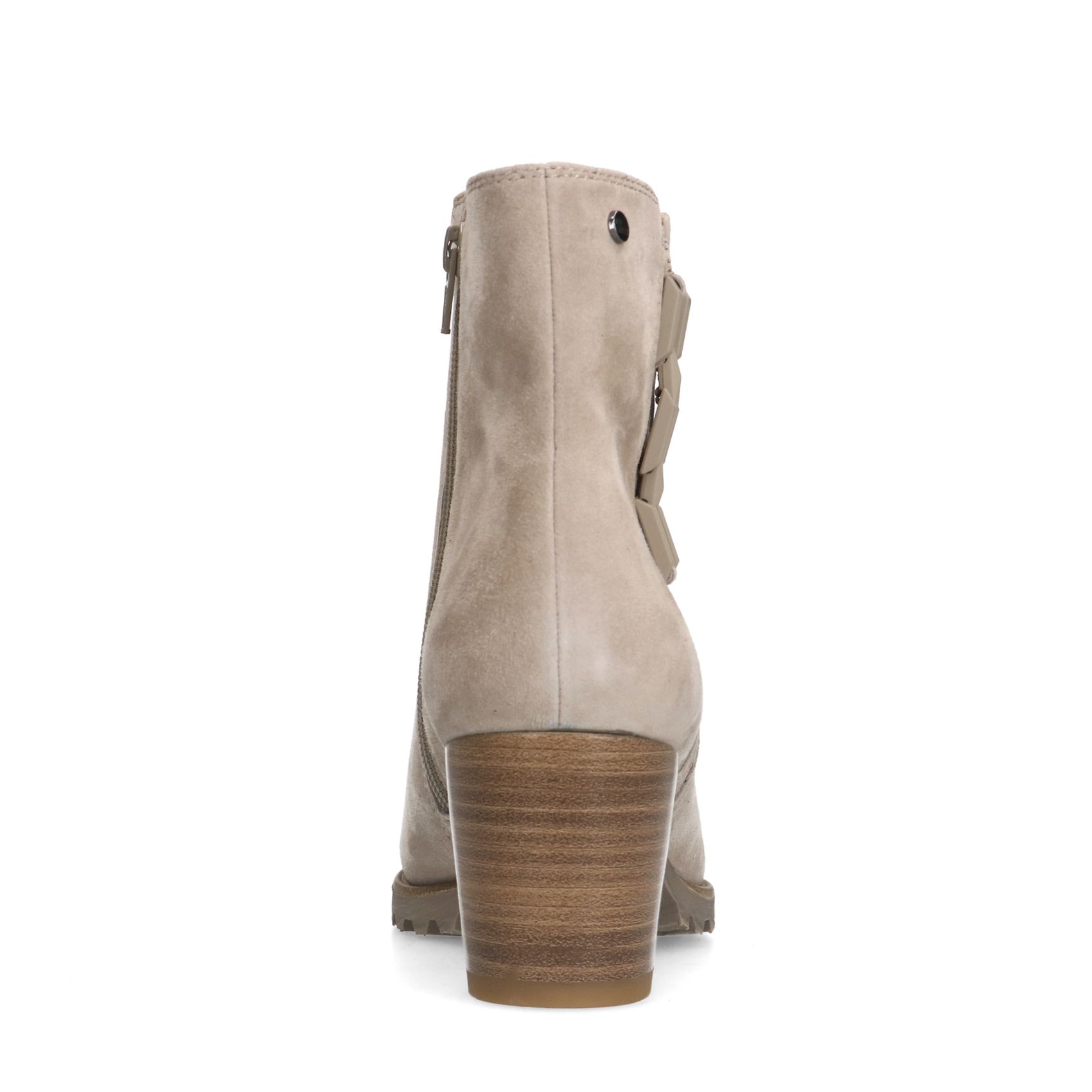 Graue Veloursleder-Stiefeletten mit Ketten-Detail