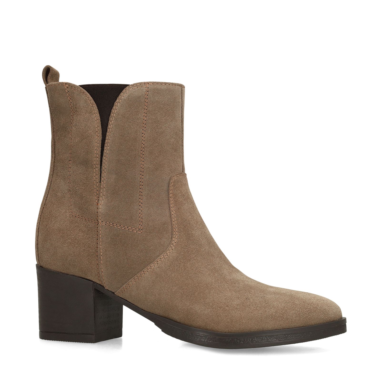 Graue Veloursleder-Stiefeletten mit Absatz