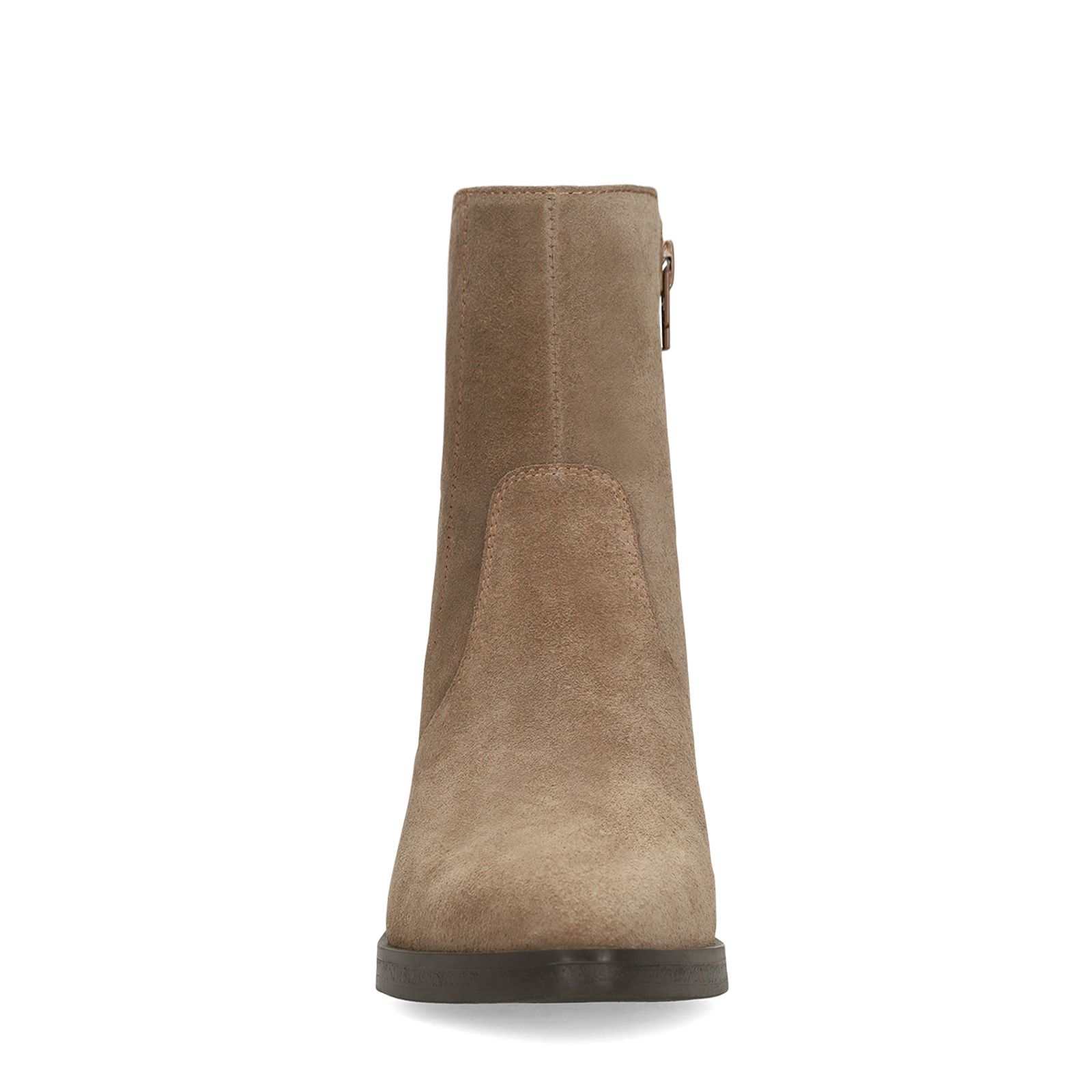 Graue Veloursleder-Stiefeletten mit Absatz