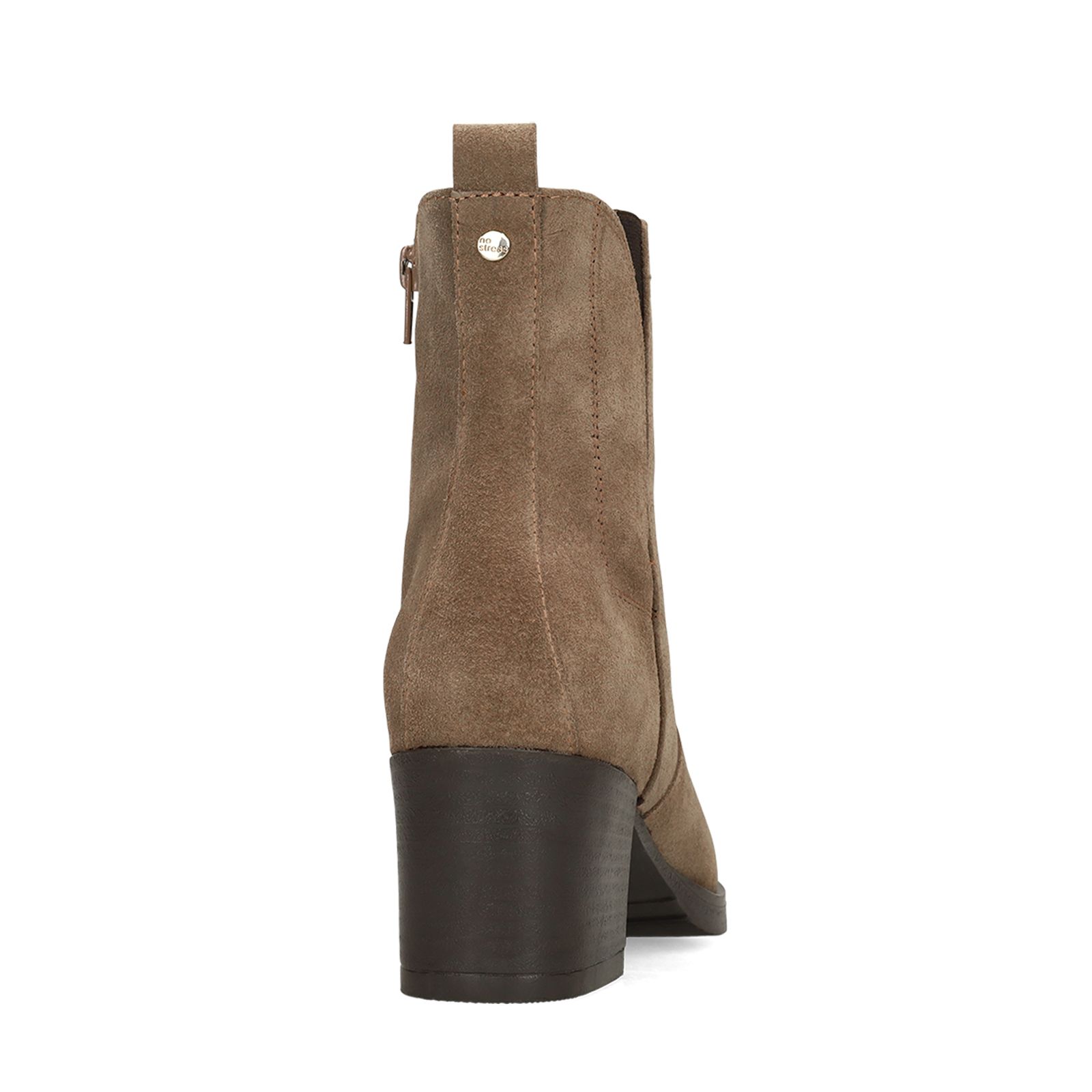 Graue Veloursleder-Stiefeletten mit Absatz