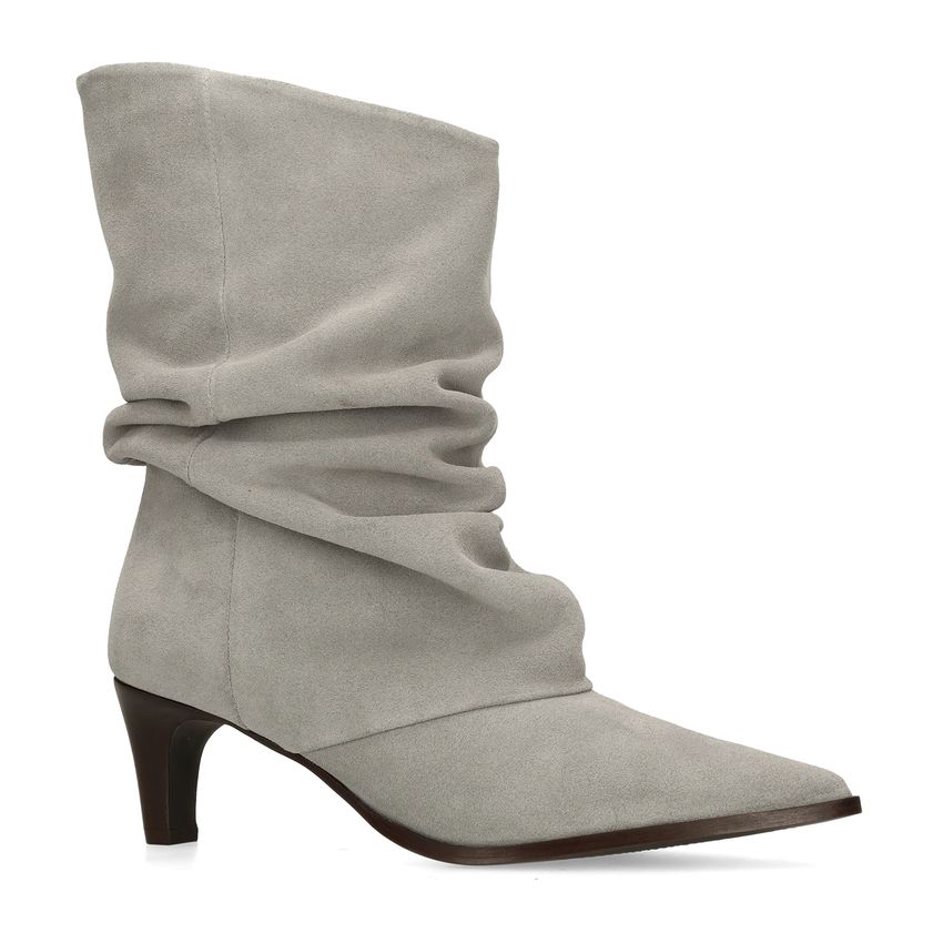 Grijze suède slouchy enkellaarsjes