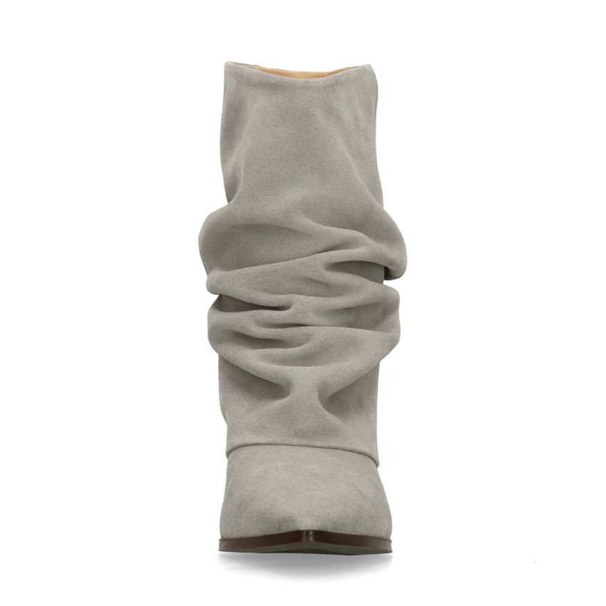 Grijze suède slouchy enkellaarsjes