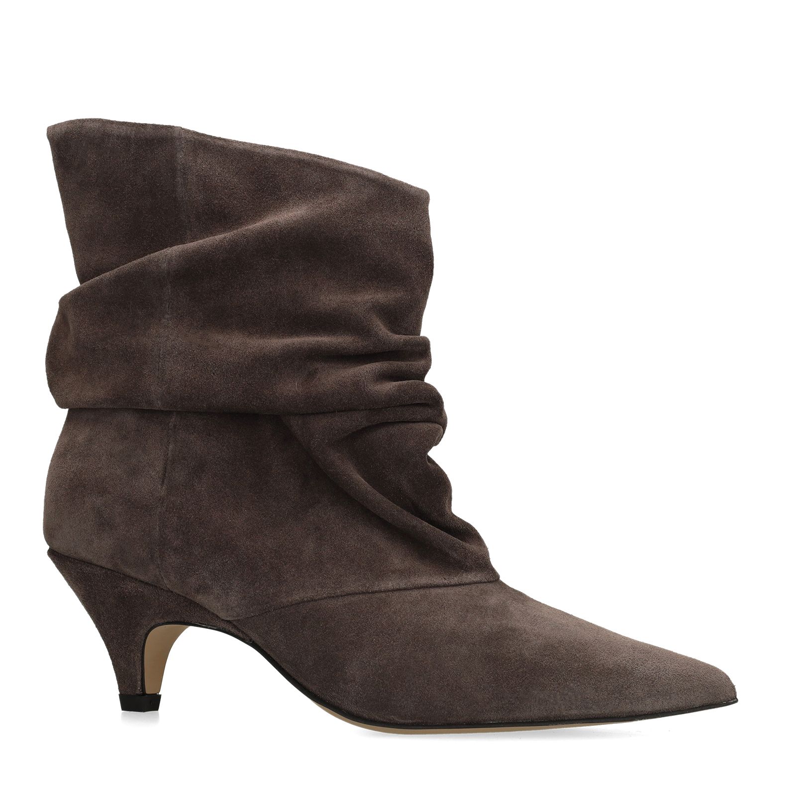 Dunkelgraue Slouchy Boots aus Veloursleder
