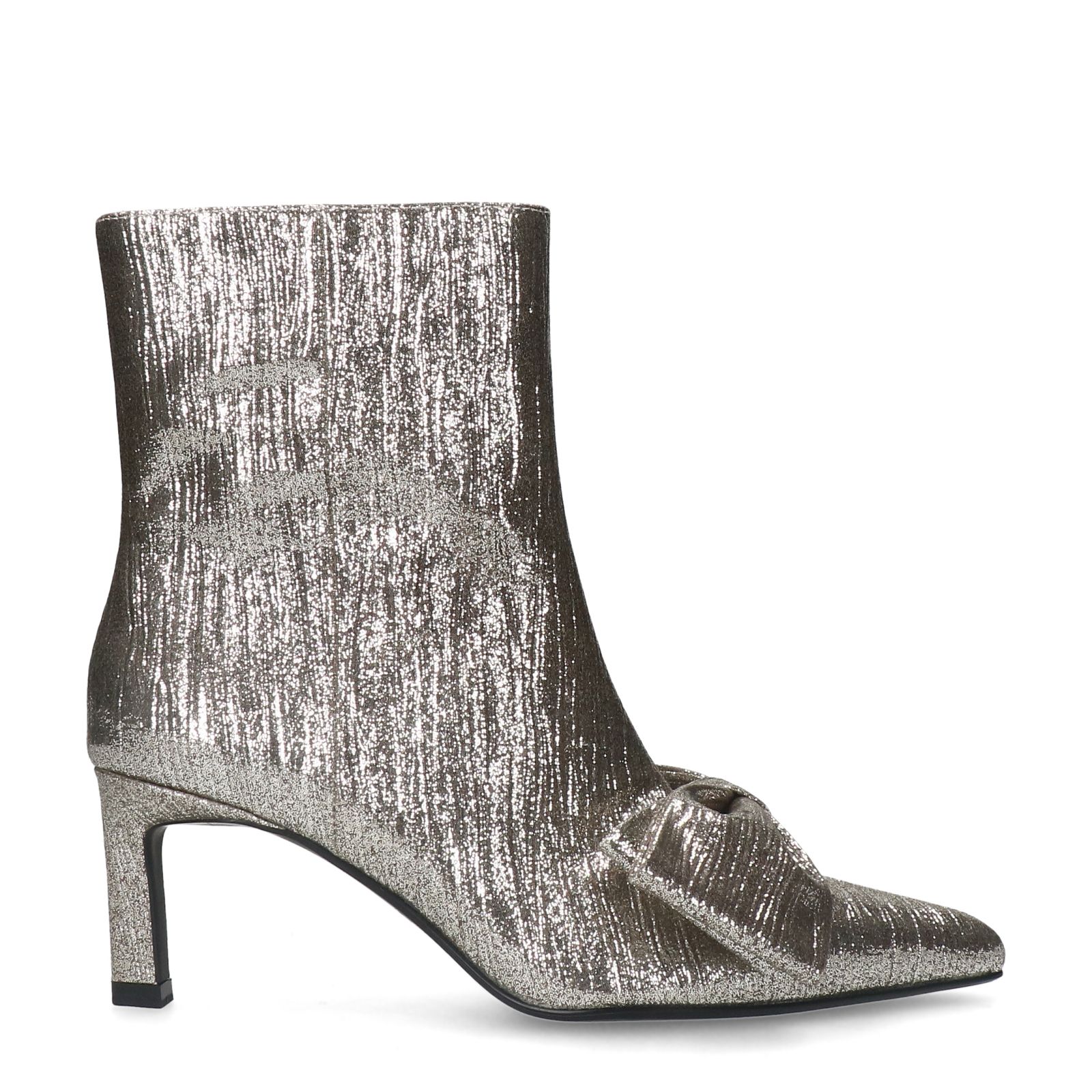 Silberfarbene Glitzer-Stiefeletten mit Absatz