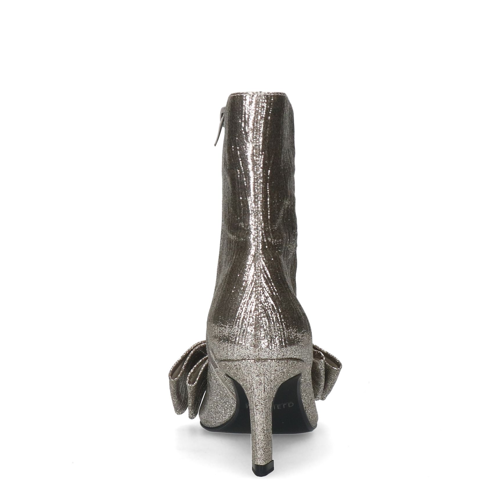 Silberfarbene Glitzer-Stiefeletten mit Absatz