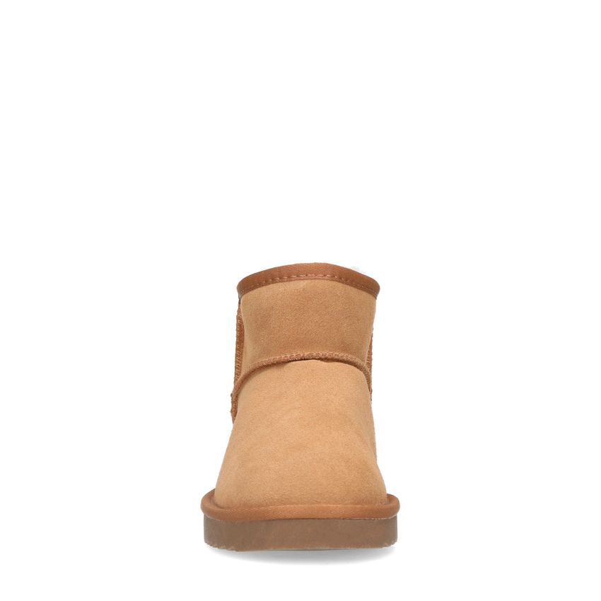 Cognacfarbene Veloursleder-Boots mit Wollfutter