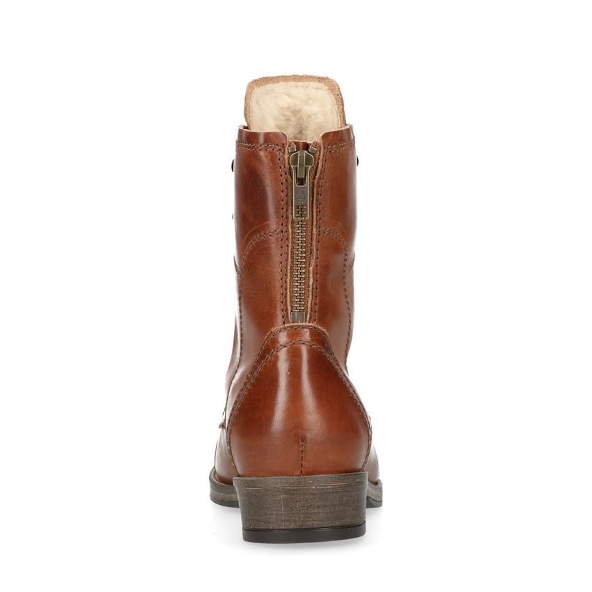 Cognacfarbene Schnürstiefel aus Leder