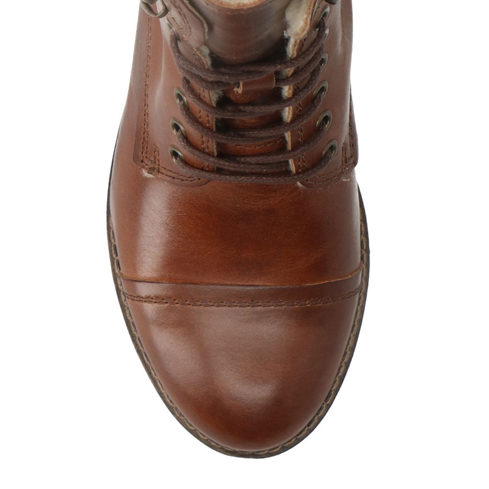 Cognacfarbene Schnürstiefel aus Leder