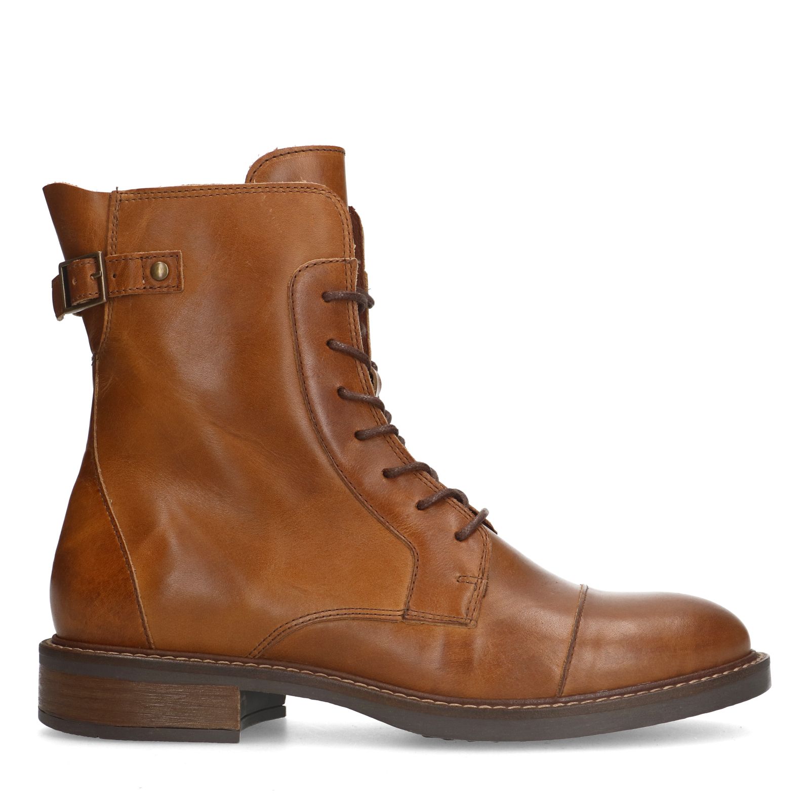 Cognacfarbene Lederschnürboots