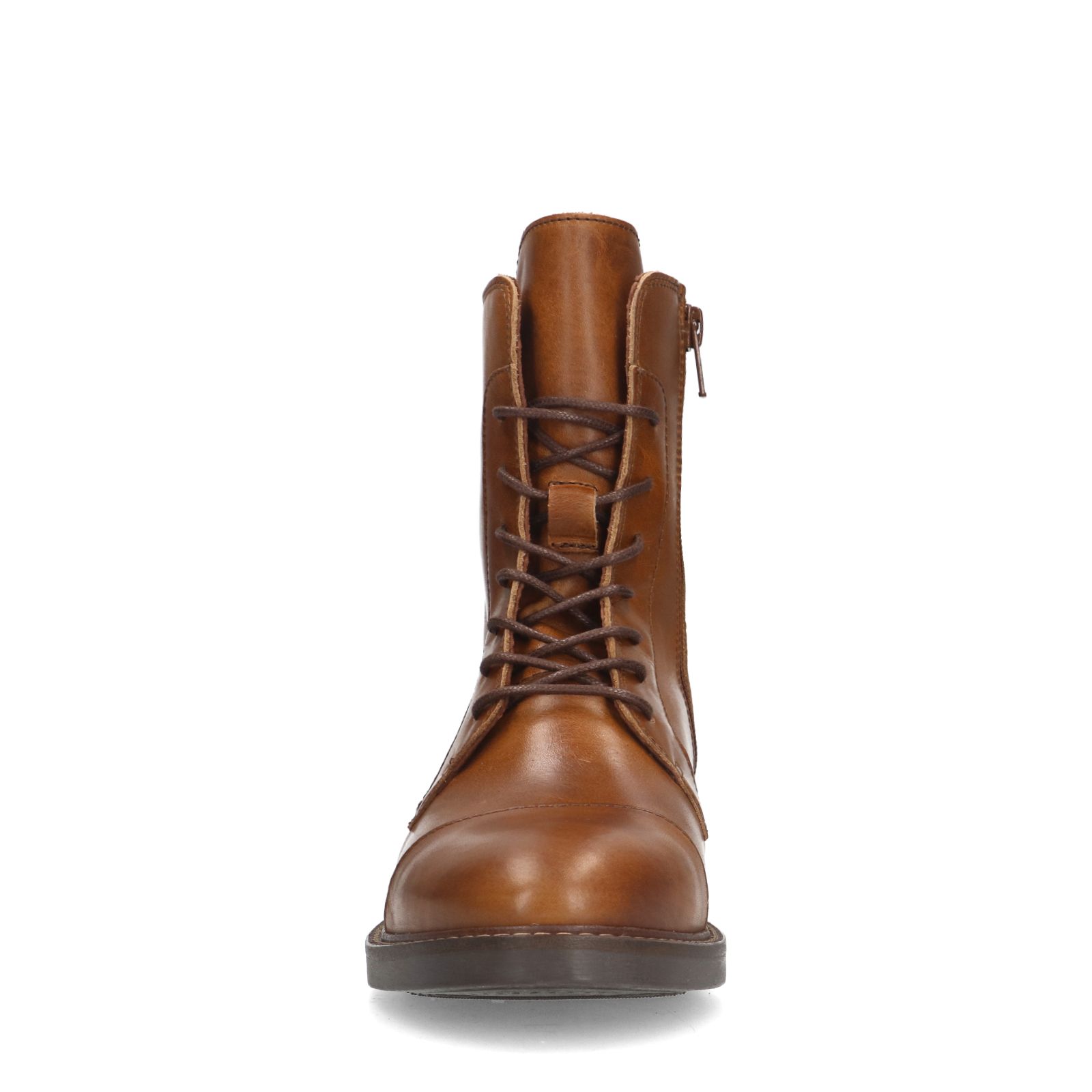 Cognacfarbene Lederschnürboots