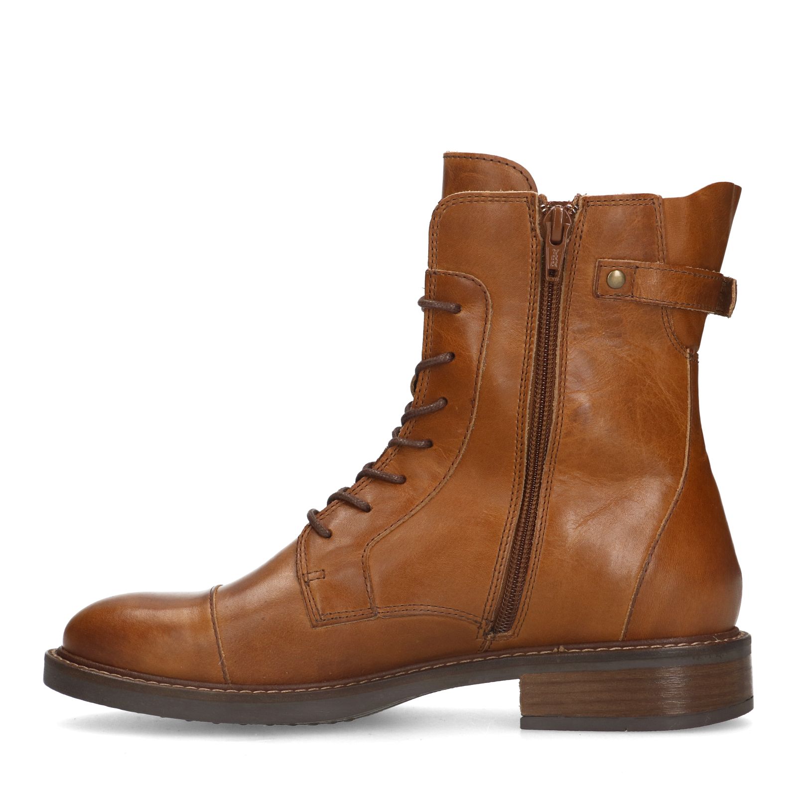 Cognacfarbene Lederschnürboots