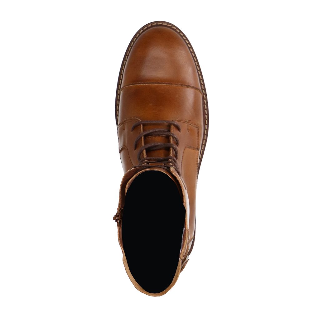 Cognacfarbene Lederschnürboots