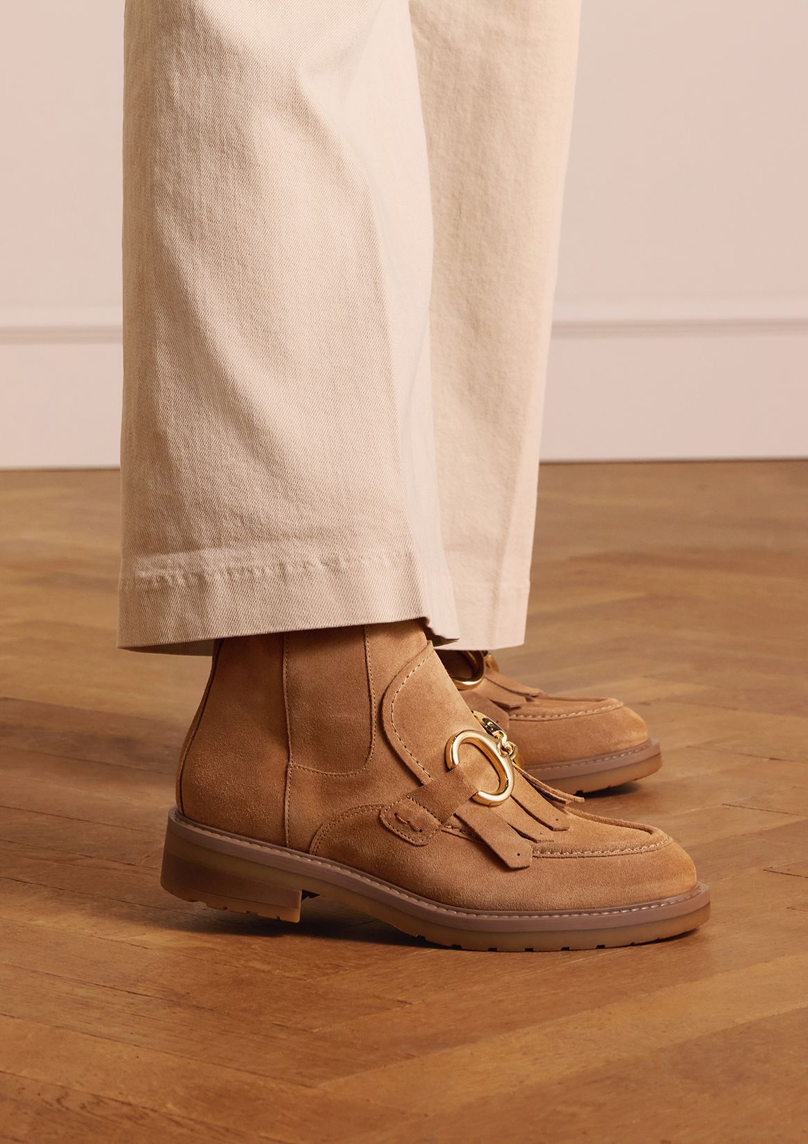 Cognacfarbene Lederstiefeletten