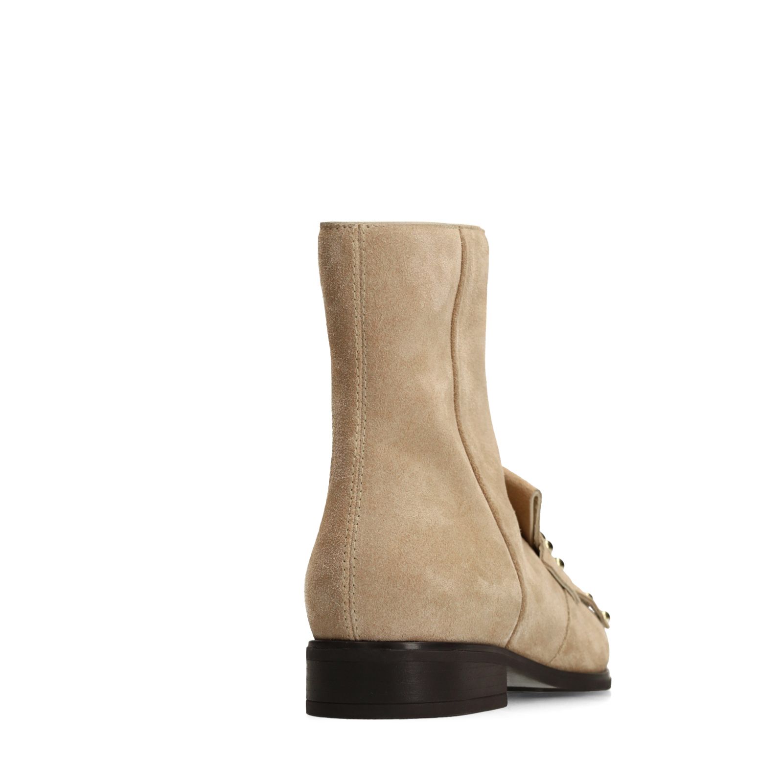 Taupe suède enkellaarsjes met studs