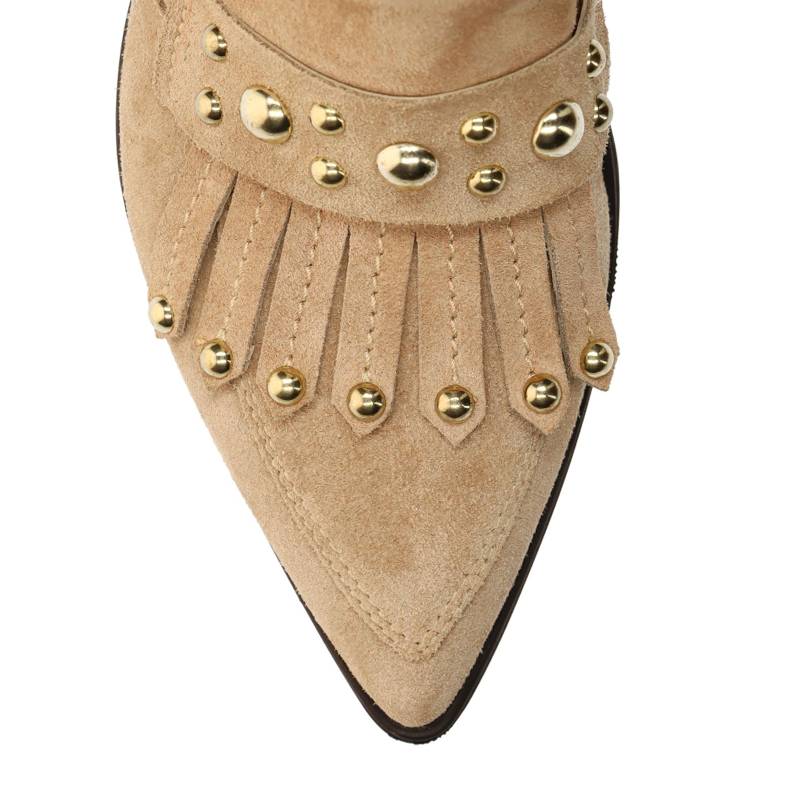 Taupe suède enkellaarsjes met studs
