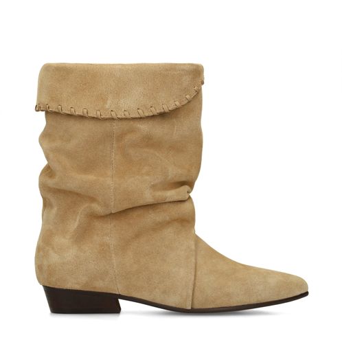Beige suède slouchy enkellaarsjes