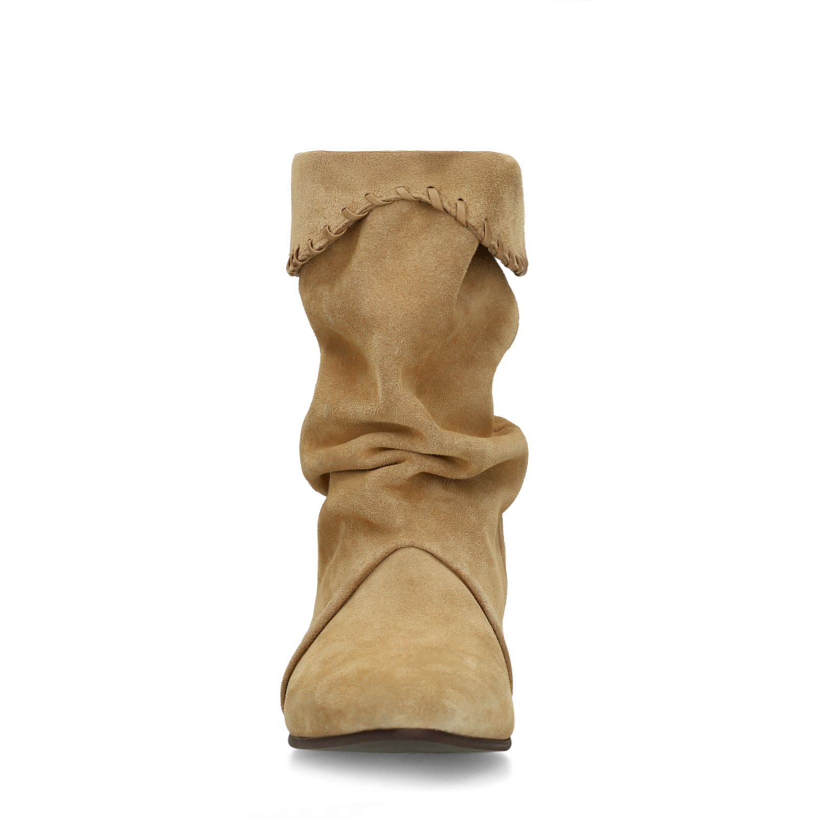Beige suède slouchy enkellaarsjes