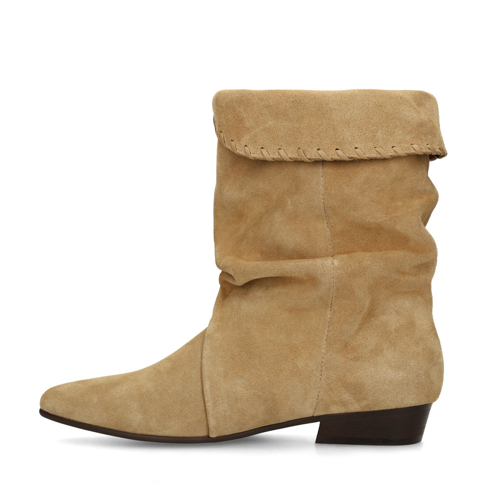 Beige suède slouchy enkellaarsjes