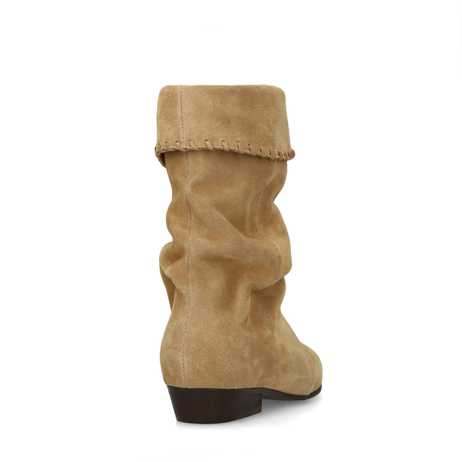 Beige suède slouchy enkellaarsjes