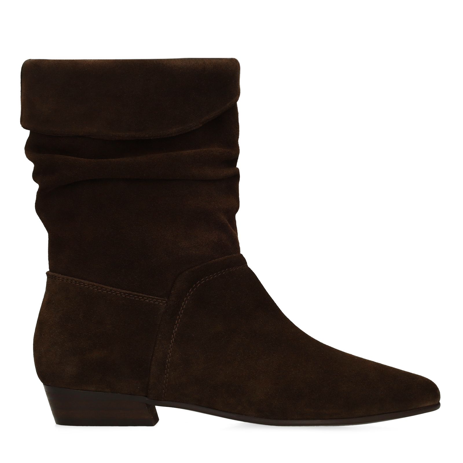 Dunkelbraune Veloursleder-Stiefeletten