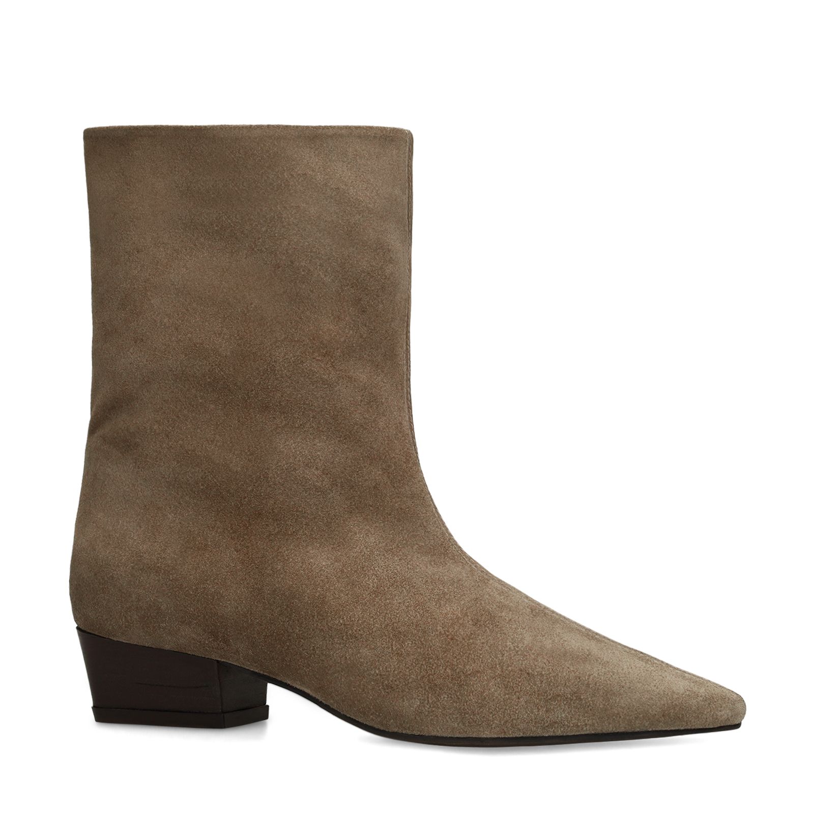Taupefarbene Veloursleder-Stiefeletten