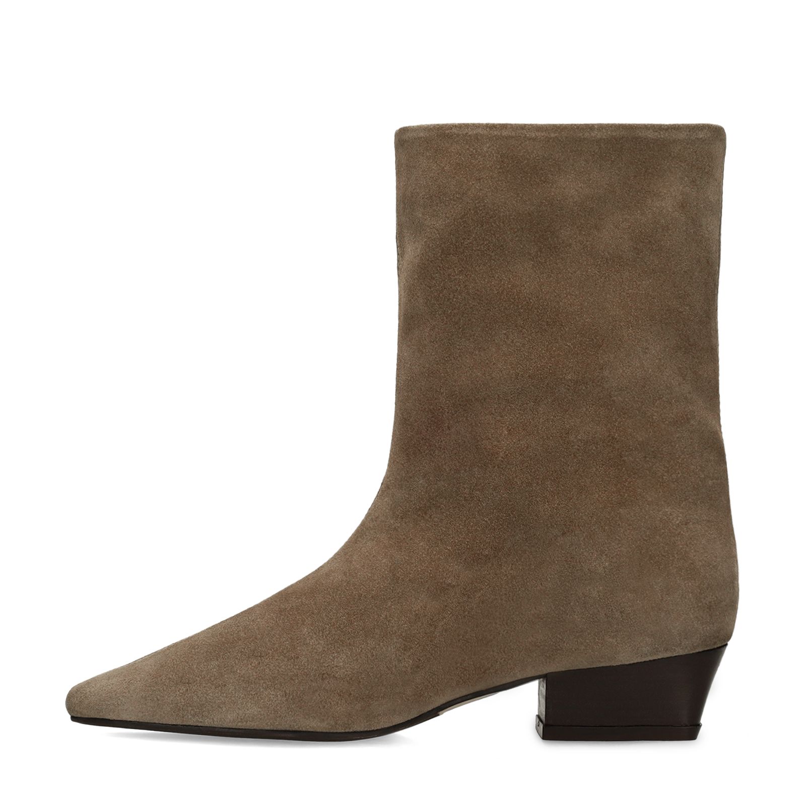 Taupe suède enkellaarsjes