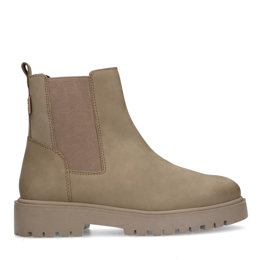 Taupefarbene Chelsea Boots aus Leder