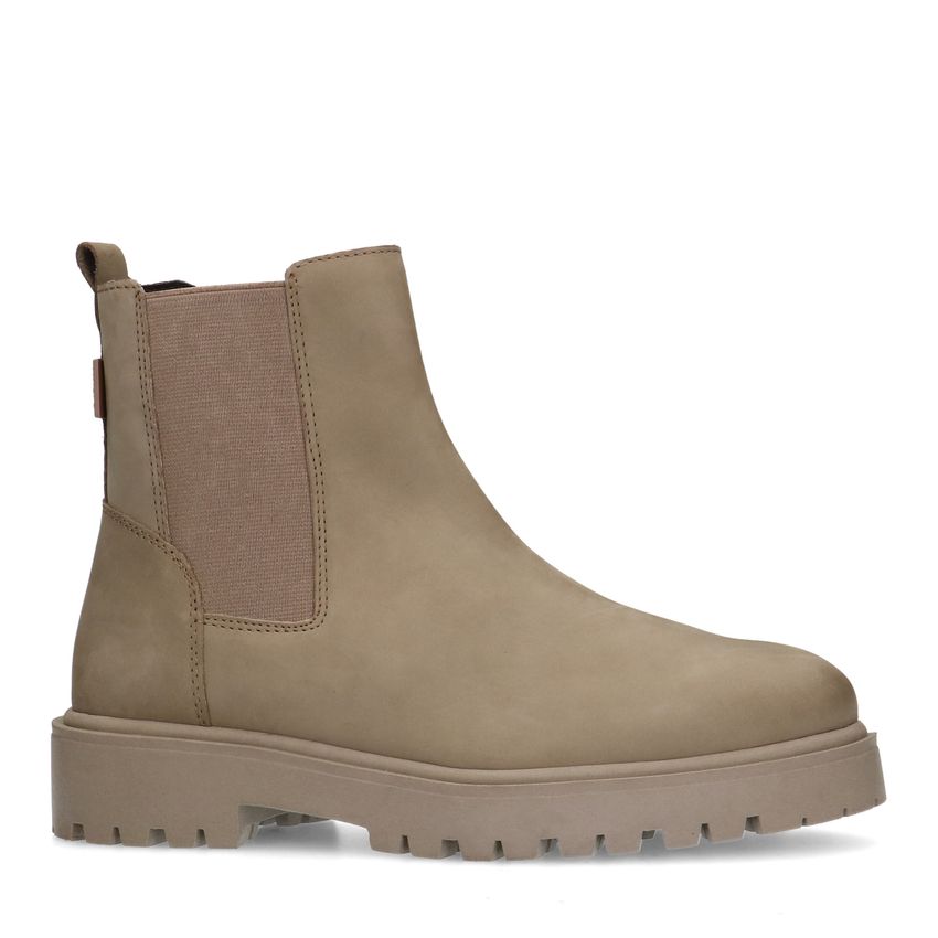 Taupefarbene Chelsea Boots aus Leder