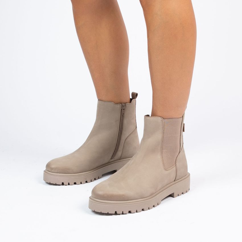 Taupe leren chelsea boots