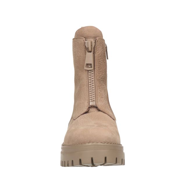 Taupe nubuck boots met rits 