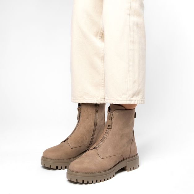 Taupe nubuck boots met rits 