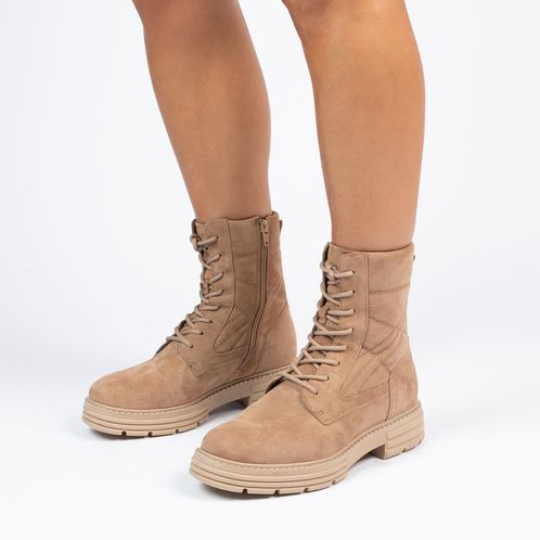 Beige nubuck veterlaarsjes