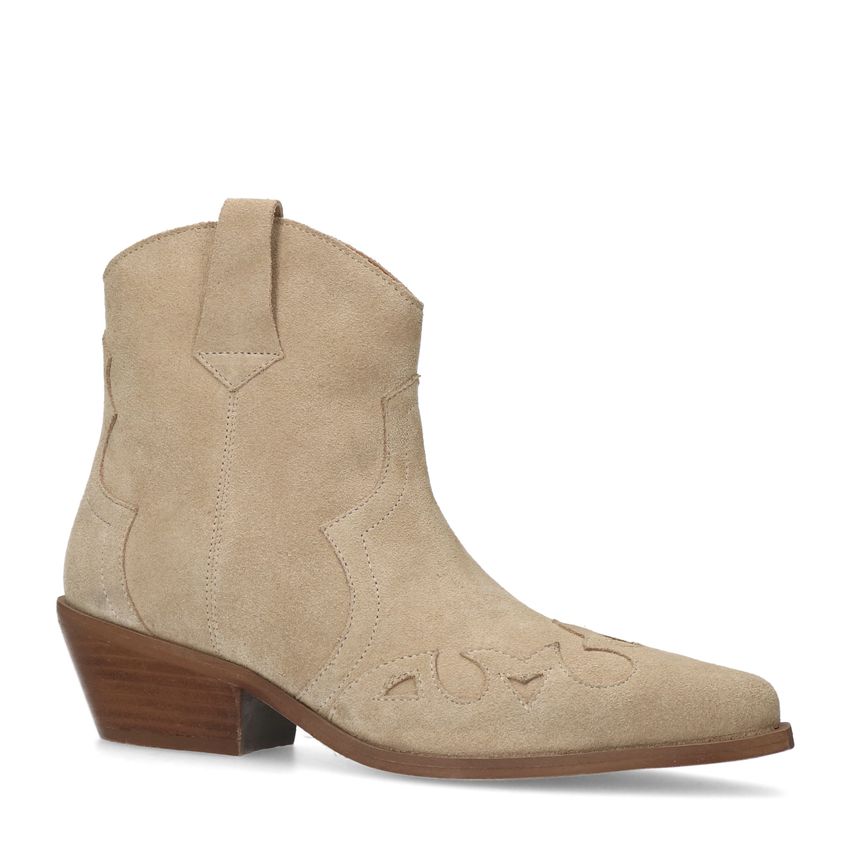 Beige suède cowboy laarzen