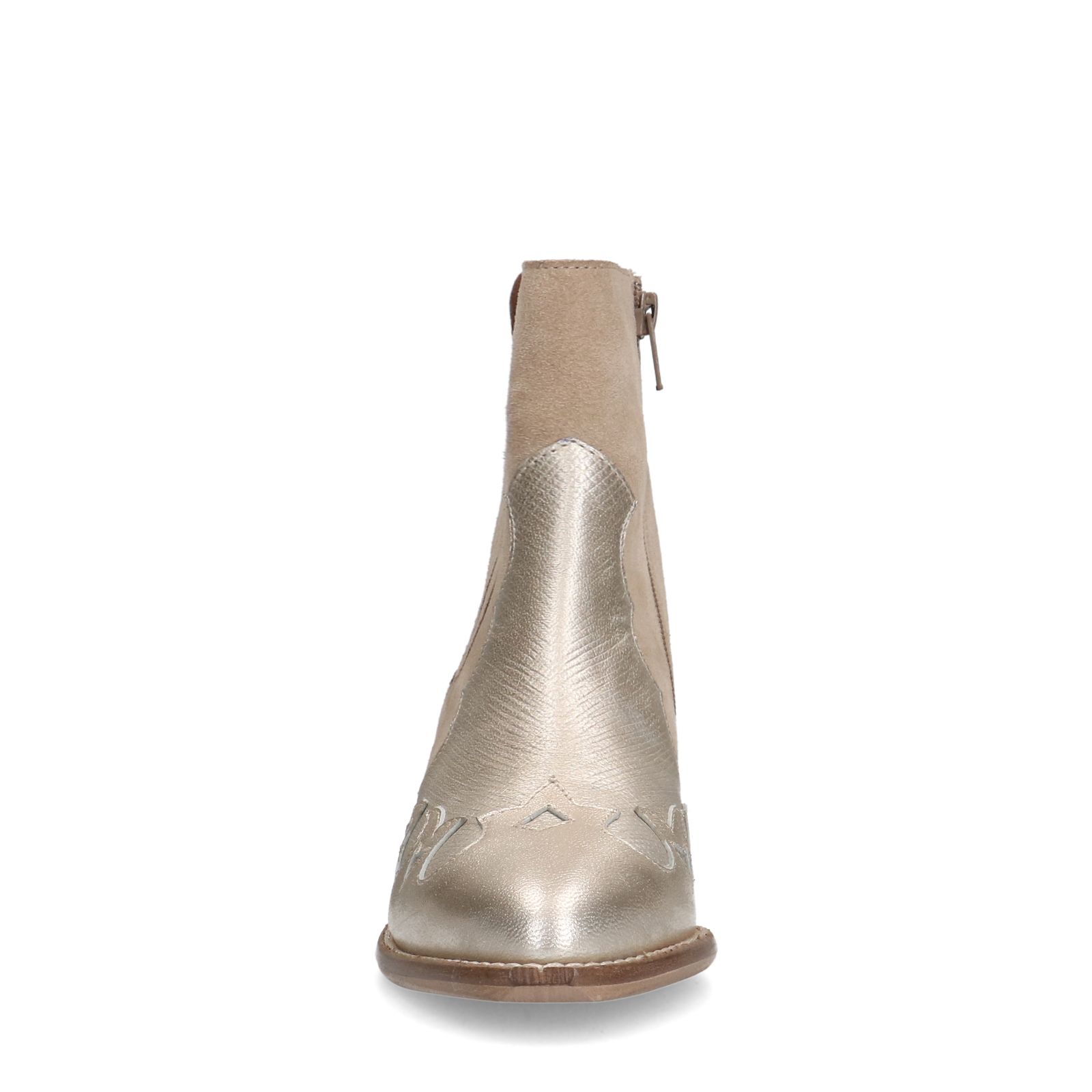 Beige suède metallic cowboy laarzen