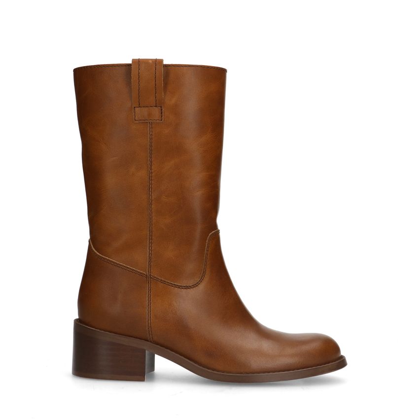 Cognacfarbene Lederstiefeletten