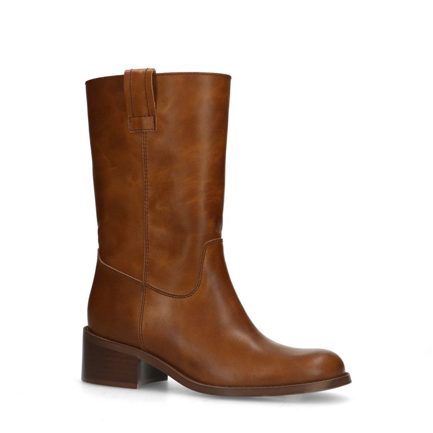 Cognacfarbene Lederstiefeletten