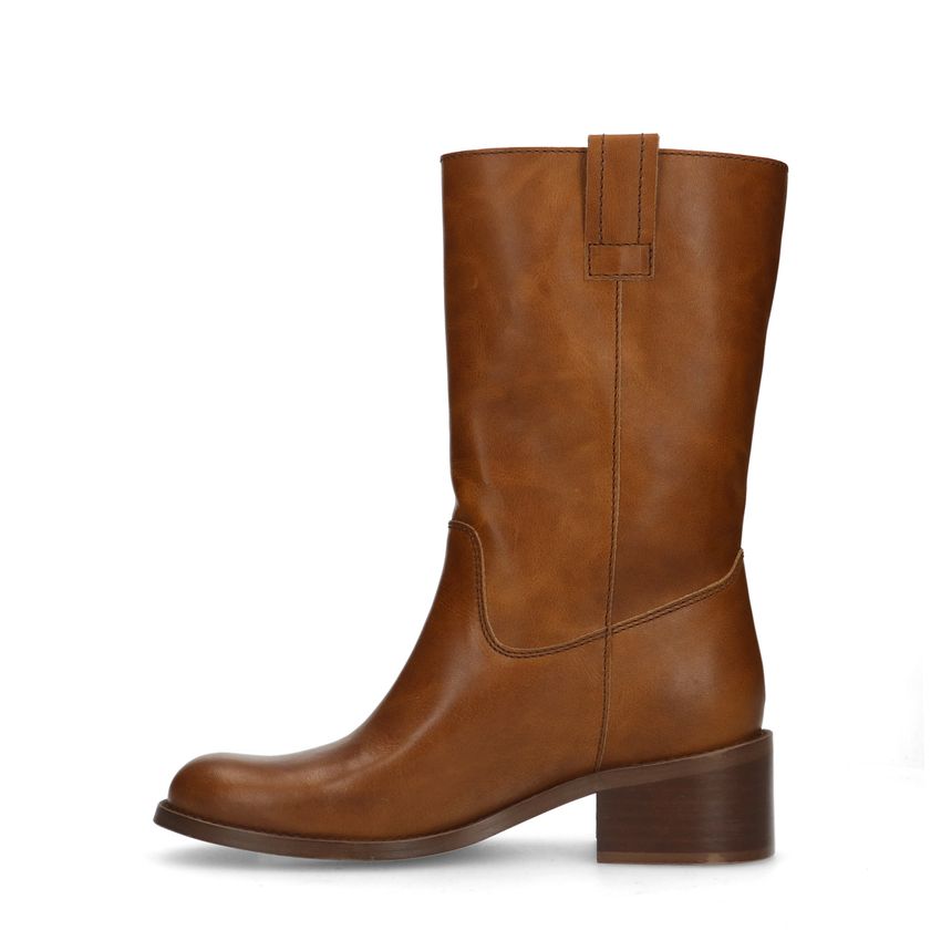 Cognacfarbene Lederstiefeletten