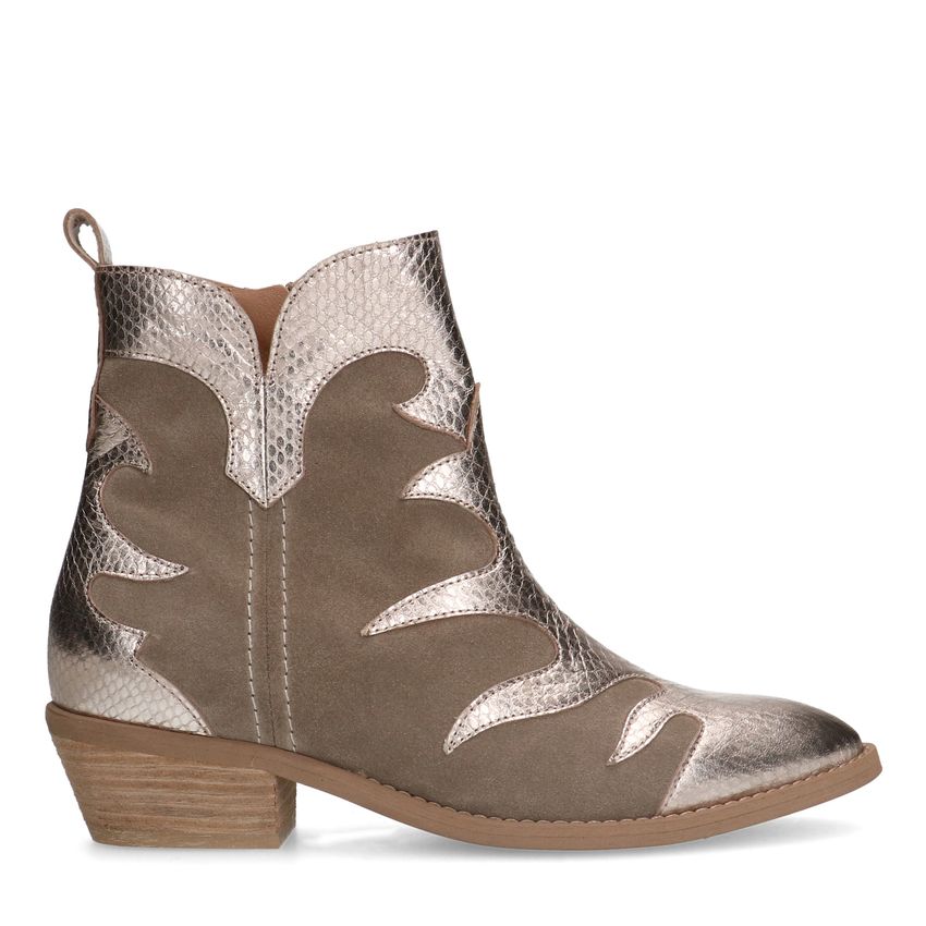 Taupe suède cowboylaarzen met metallic details