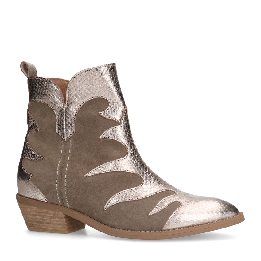 Taupe suède cowboylaarzen met metallic details