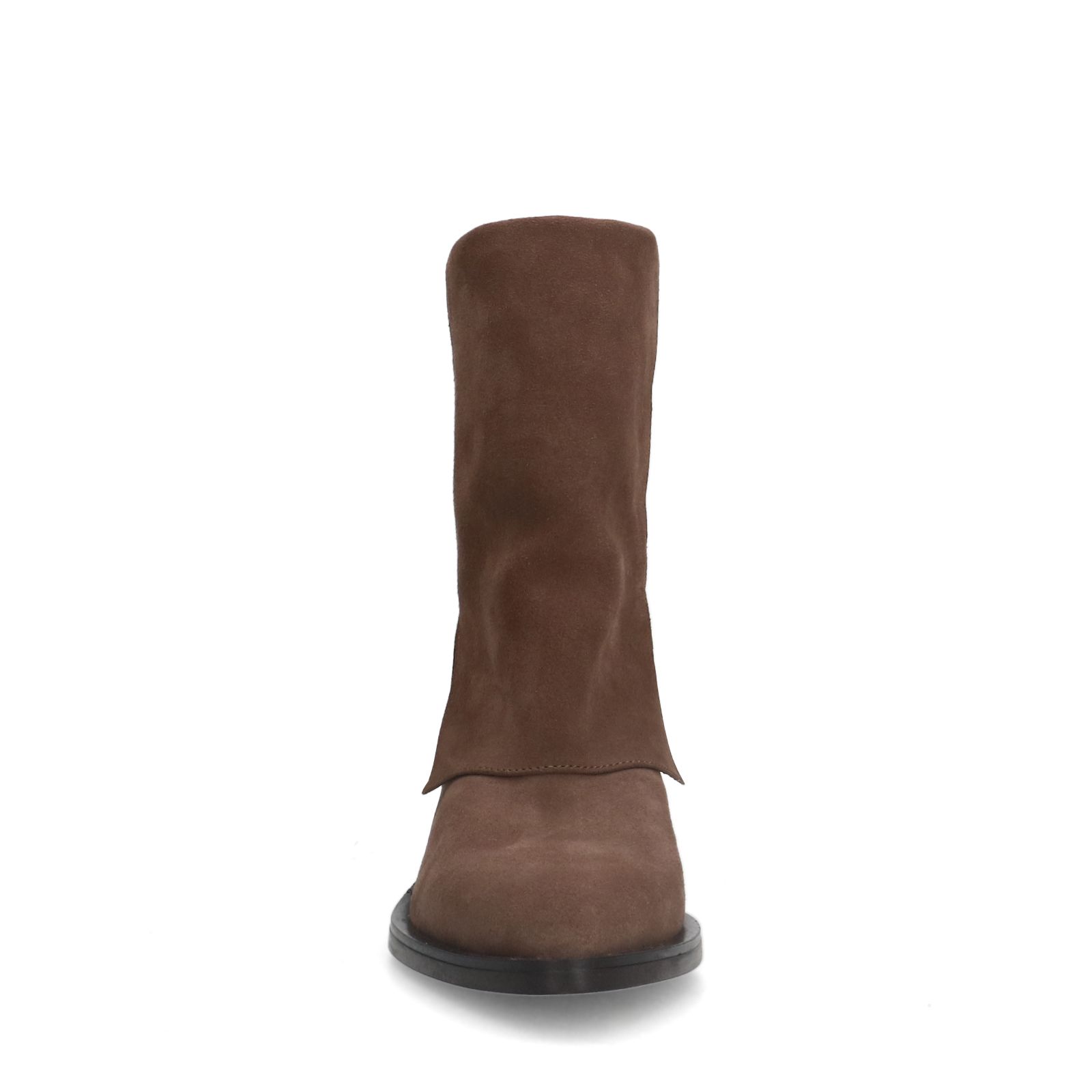 Taupefarbene Veloursleder-Cowboystiefel mit Umschlag