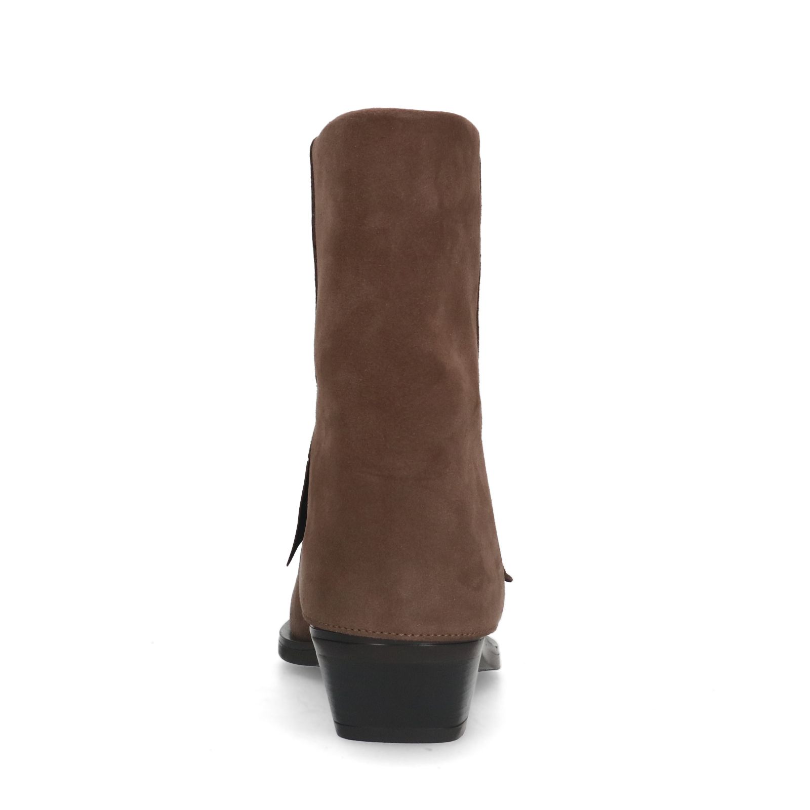 Taupefarbene Veloursleder-Cowboystiefel mit Umschlag