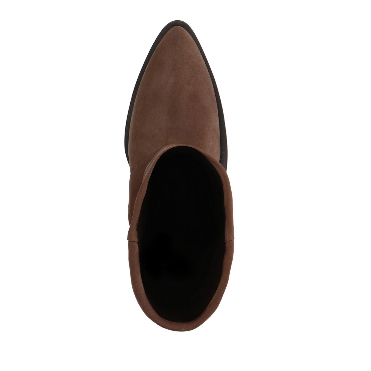 Taupefarbene Veloursleder-Cowboystiefel mit Umschlag