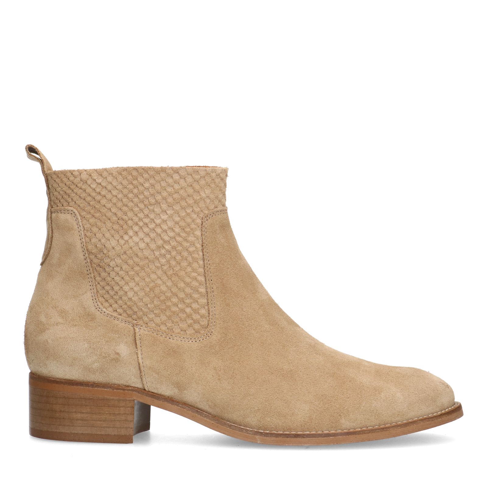 Beige suède enkellaarsjes