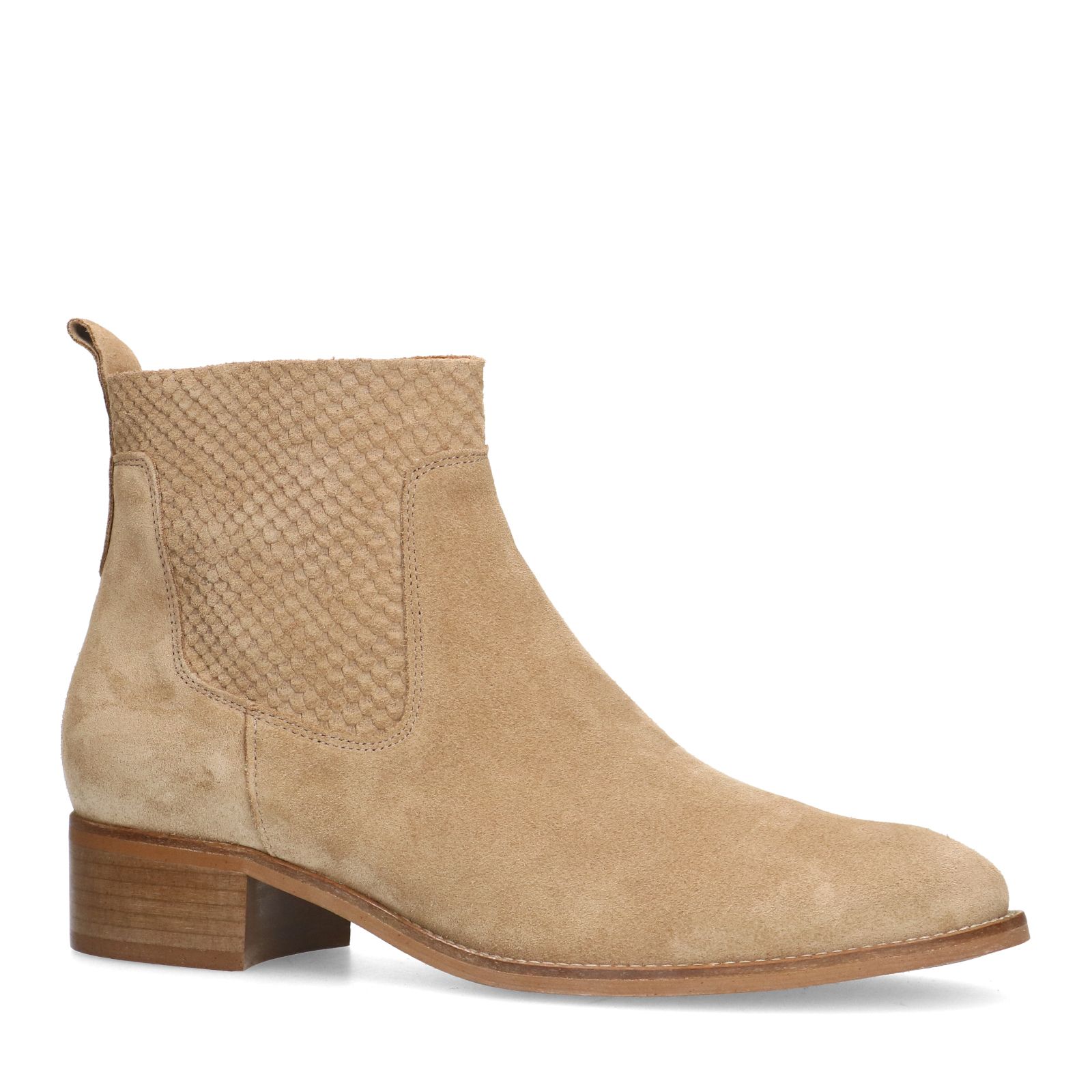 Beige suède enkellaarsjes